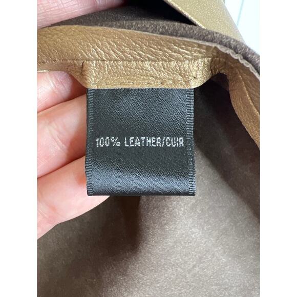 Lafayette 148 New York Lightweight 100% Leather Gold/Bronze Jacket Size 12 - Picture 8 of 8